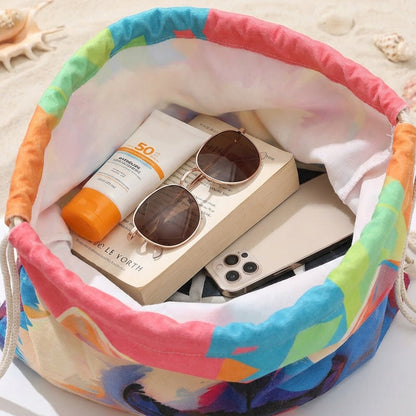 🔥Letzter Tag: 60% Rabatt!⏰🏖️2-in-1 bedruckter Strandtuch-Rucksack🏝️