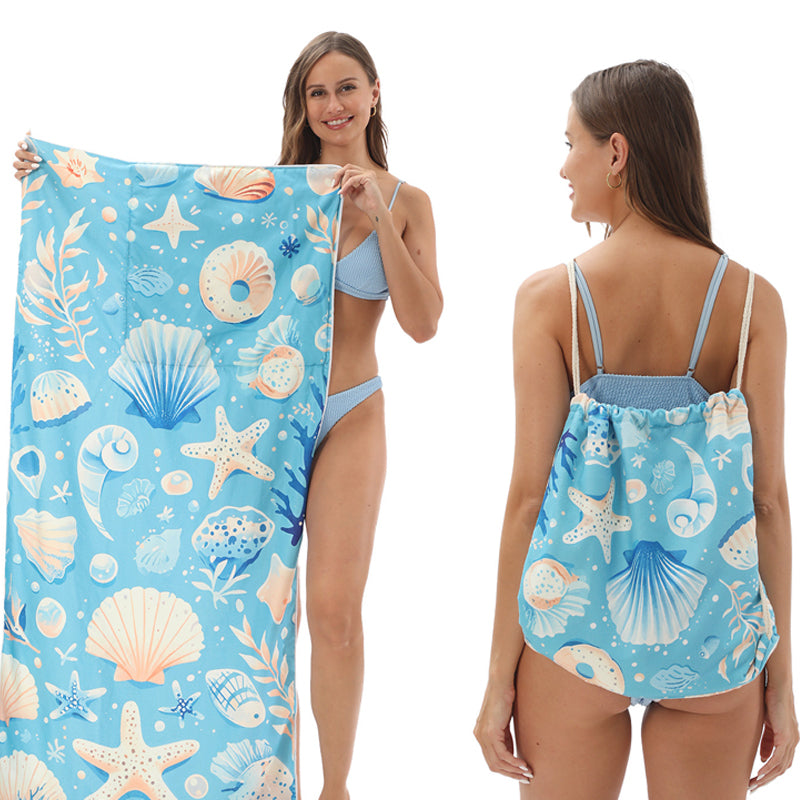 🔥Letzter Tag: 60% Rabatt!⏰🏖️2-in-1 bedruckter Strandtuch-Rucksack🏝️