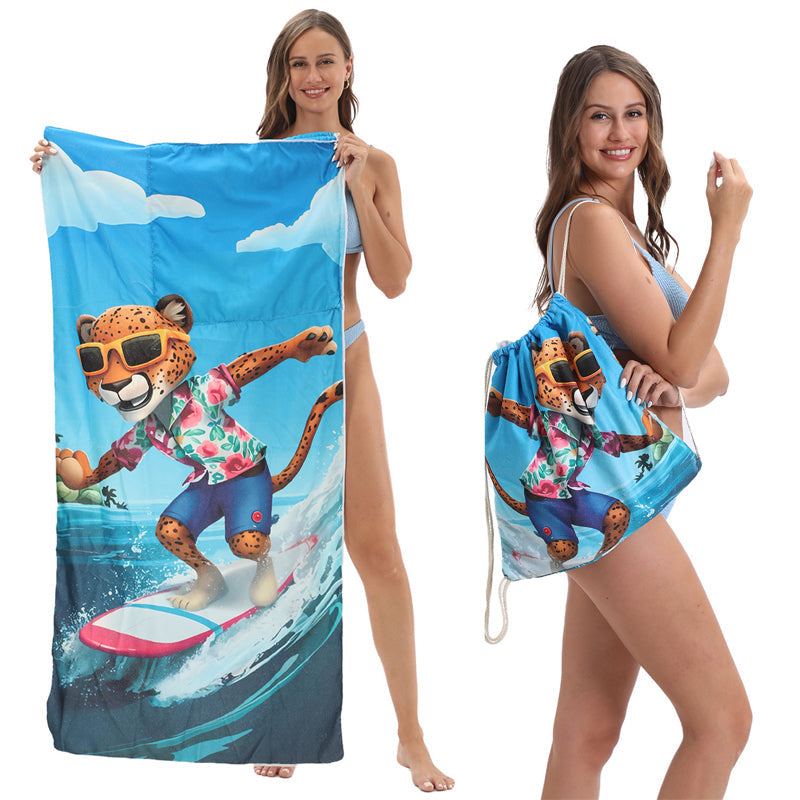 🔥Letzter Tag: 60% Rabatt!⏰🏖️2-in-1 bedruckter Strandtuch-Rucksack🏝️