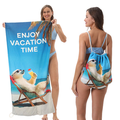 🔥Letzter Tag: 60% Rabatt!⏰🏖️2-in-1 bedruckter Strandtuch-Rucksack🏝️