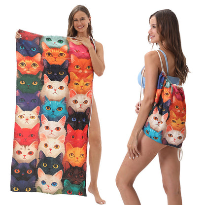 🔥Letzter Tag: 60% Rabatt!⏰🏖️2-in-1 bedruckter Strandtuch-Rucksack🏝️