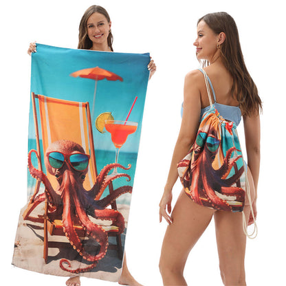 🔥Letzter Tag: 60% Rabatt!⏰🏖️2-in-1 bedruckter Strandtuch-Rucksack🏝️
