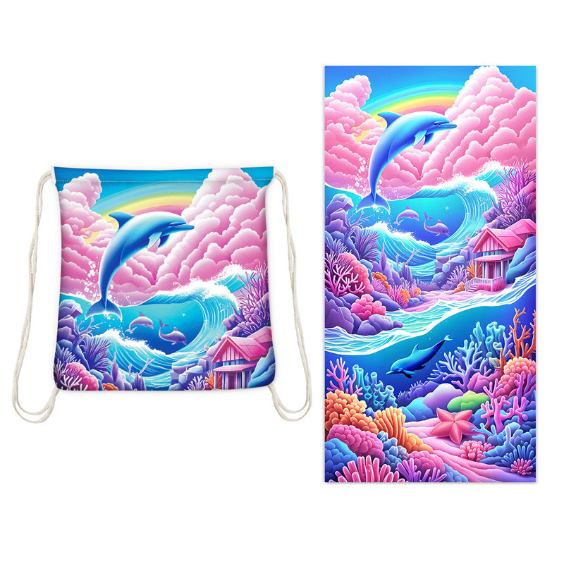 🔥Letzter Tag: 60% Rabatt!⏰🏖️2-in-1 bedruckter Strandtuch-Rucksack🏝️
