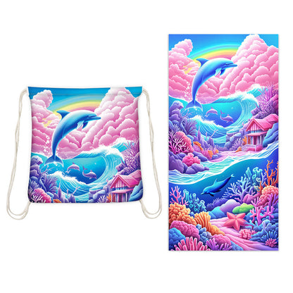 🔥Letzter Tag: 60% Rabatt!⏰🏖️2-in-1 bedruckter Strandtuch-Rucksack🏝️