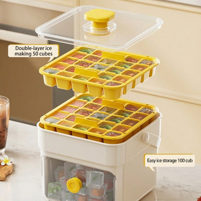 ⏰️Letzter Tag für kostenlosen Versand⌛️🧊 Eiswürfelform mit Aufbewahrungsbehälter & Ein-Knopf-Bedienung – müheloses Entnehmen, perfekt für Zuhause, Partys & Balkon