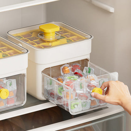 ⏰️Letzter Tag für kostenlosen Versand⌛️🧊 Eiswürfelform mit Aufbewahrungsbehälter & Ein-Knopf-Bedienung – müheloses Entnehmen, perfekt für Zuhause, Partys & Balkon