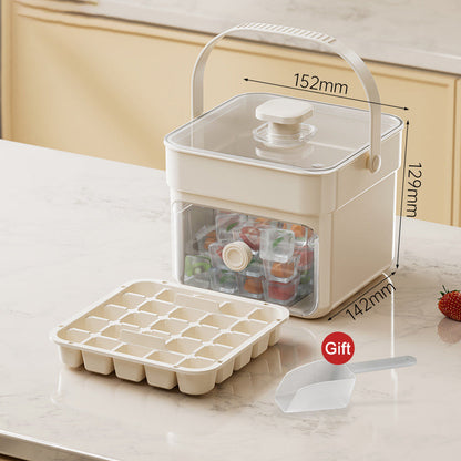 ⏰️Letzter Tag für kostenlosen Versand⌛️🧊 Eiswürfelform mit Aufbewahrungsbehälter & Ein-Knopf-Bedienung – müheloses Entnehmen, perfekt für Zuhause, Partys & Balkon