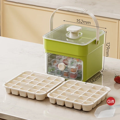 ⏰️Letzter Tag für kostenlosen Versand⌛️🧊 Eiswürfelform mit Aufbewahrungsbehälter & Ein-Knopf-Bedienung – müheloses Entnehmen, perfekt für Zuhause, Partys & Balkon