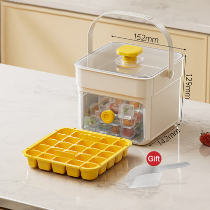 ⏰️Letzter Tag für kostenlosen Versand⌛️🧊 Eiswürfelform mit Aufbewahrungsbehälter & Ein-Knopf-Bedienung – müheloses Entnehmen, perfekt für Zuhause, Partys & Balkon