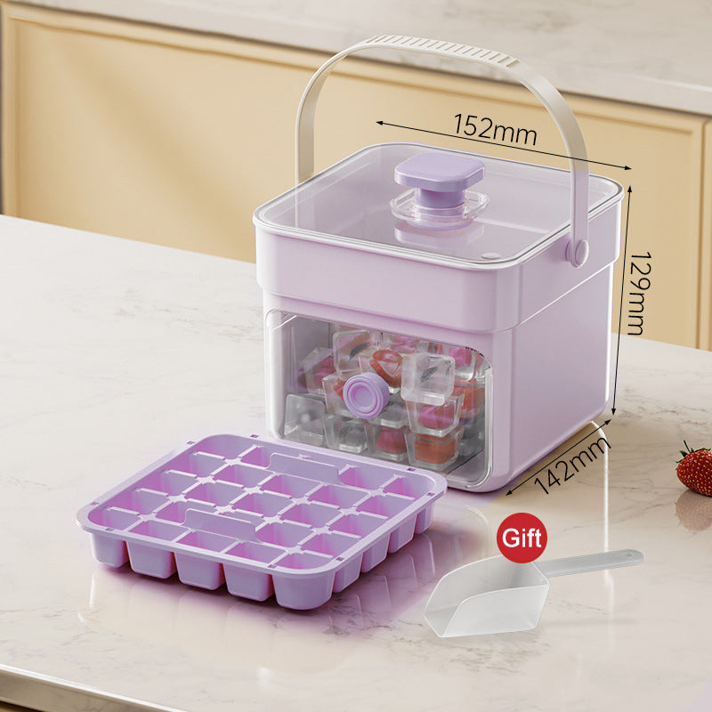 ⏰️Letzter Tag für kostenlosen Versand⌛️🧊 Eiswürfelform mit Aufbewahrungsbehälter & Ein-Knopf-Bedienung – müheloses Entnehmen, perfekt für Zuhause, Partys & Balkon