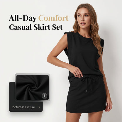 🌺🔥 57% RABATT ⏰ Modernes Damen-Set – ärmelloses Top & Rock mit Kordelzug ✨ luftig, stilvoll & perfekt für den Sommer ☀️