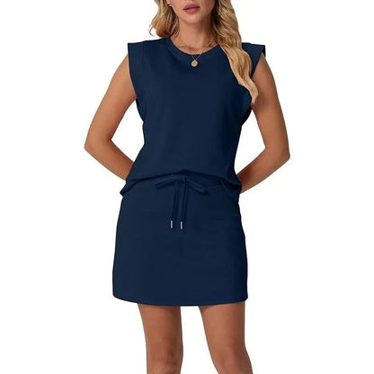 🌺🔥 57% RABATT ⏰ Modernes Damen-Set – ärmelloses Top & Rock mit Kordelzug ✨ luftig, stilvoll & perfekt für den Sommer ☀️