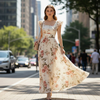 👗🌺 ELEGANTES BLUMENPRINT-MAXI-KLEID MIT PLISSEEFALTEN – 50% RABATT! Romantisch, schmeichelhaft & perfekt für Frühling, Sommer & festliche Anlässe 💫
