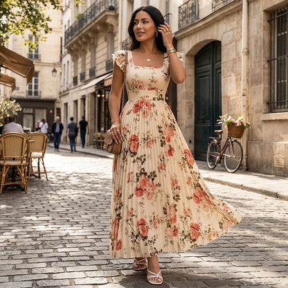 👗🌺 ELEGANTES BLUMENPRINT-MAXI-KLEID MIT PLISSEEFALTEN – 50% RABATT! Romantisch, schmeichelhaft & perfekt für Frühling, Sommer & festliche Anlässe 💫