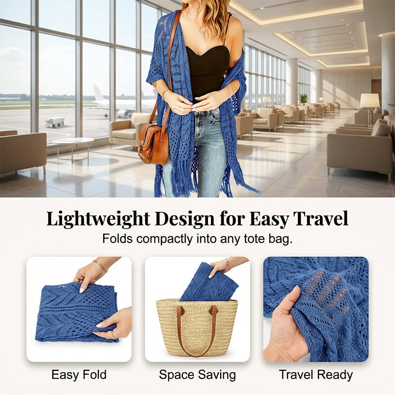 ⏰️Letzter Tag für kostenlosen Versand⌛️😍  Damen Oversize-Häkelcardigan mit Fransen – Leichter Boho-Kimono für Frühling & Sommer 🌸