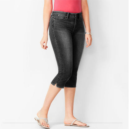 🎁Letzter Tag der Aktion: 49 % Rabatt🌺Capri-Jeans aus Stretch-Denim für Damen