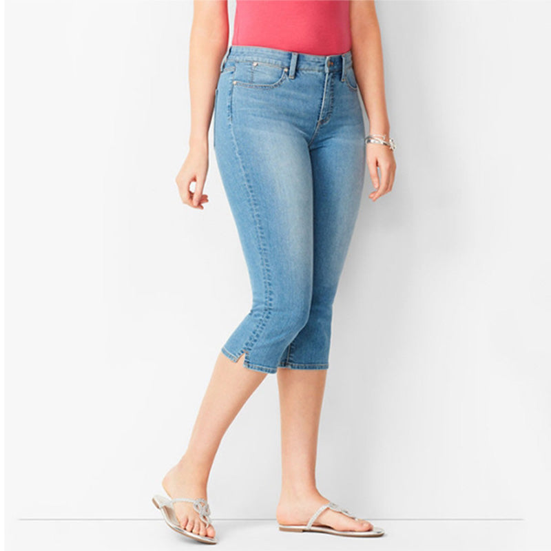 🎁Letzter Tag der Aktion: 49 % Rabatt🌺Capri-Jeans aus Stretch-Denim für Damen