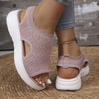 ⏰️Letzter Tag für kostenlosen Versand⌛️Atmungsaktive Plateau-Sandalen aus Strick für Damen