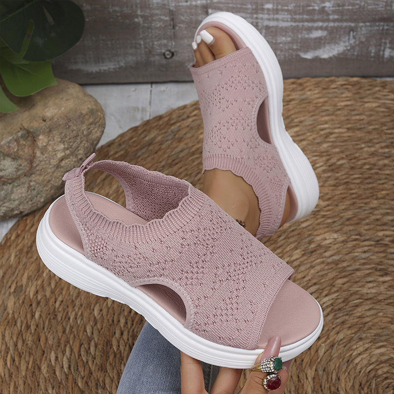 ⏰️Letzter Tag für kostenlosen Versand⌛️Atmungsaktive Plateau-Sandalen aus Strick für Damen