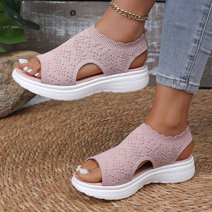 ⏰️Letzter Tag für kostenlosen Versand⌛️Atmungsaktive Plateau-Sandalen aus Strick für Damen