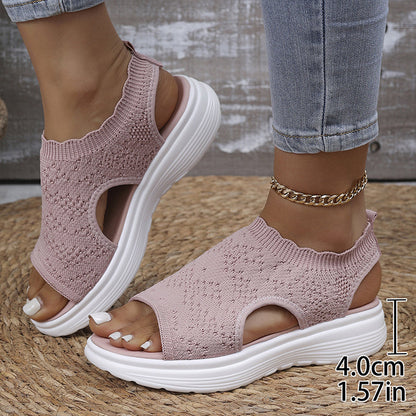 ⏰️Letzter Tag für kostenlosen Versand⌛️Atmungsaktive Plateau-Sandalen aus Strick für Damen