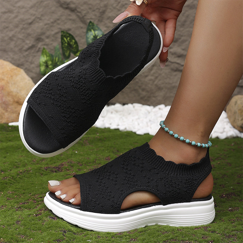 ⏰️Letzter Tag für kostenlosen Versand⌛️Atmungsaktive Plateau-Sandalen aus Strick für Damen