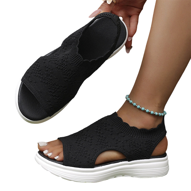 ⏰️Letzter Tag für kostenlosen Versand⌛️Atmungsaktive Plateau-Sandalen aus Strick für Damen