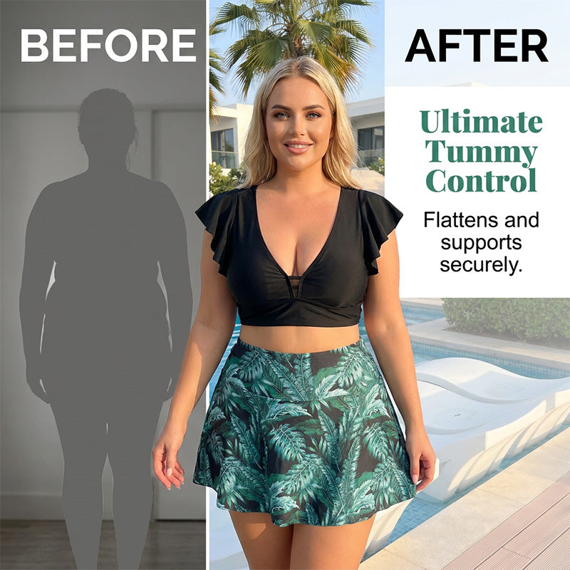 🌴 Vibrant Tropical Print & Flirty Ruffle Sleeves – Your Perfect Vacation-Ready Look. 50%OFF Get Yours!