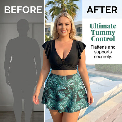🌴 Vibrant Tropical Print & Flirty Ruffle Sleeves – Your Perfect Vacation-Ready Look. 50%OFF Get Yours!