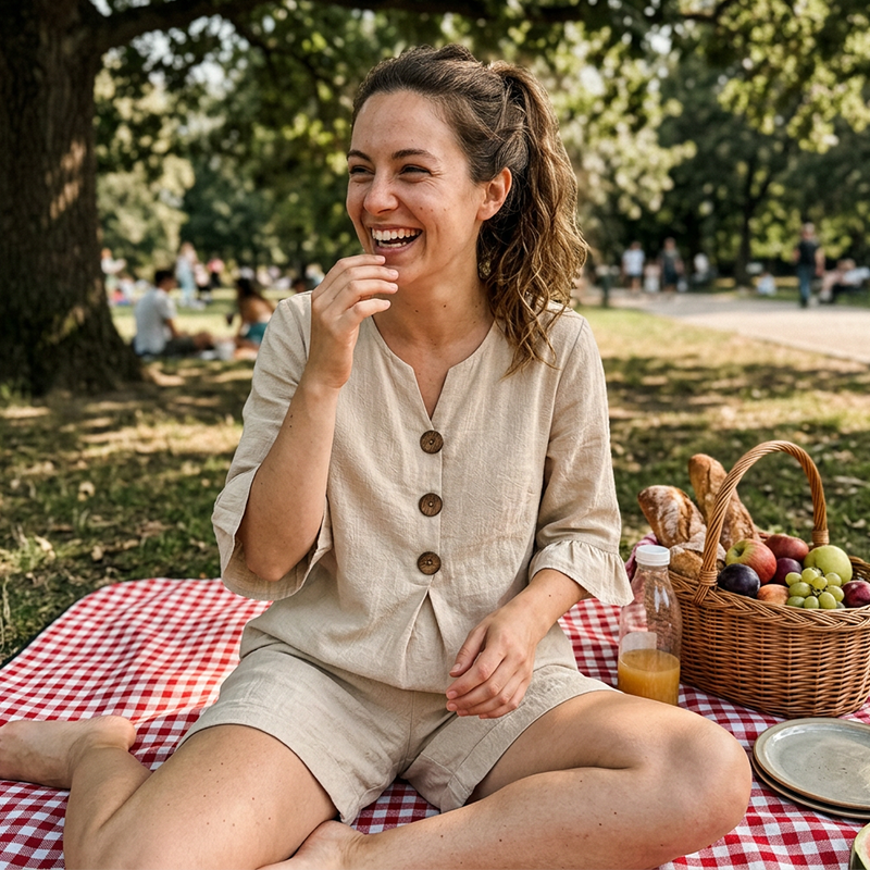 👚 Zweiteiliges Freizeitoutfit aus Baumwolle für Damen – bequem, luftig & perfekt aufeinander abgestimmt – ideal für Alltag, Reisen & Freizeit