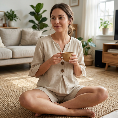 👚 Zweiteiliges Freizeitoutfit aus Baumwolle für Damen – bequem, luftig & perfekt aufeinander abgestimmt – ideal für Alltag, Reisen & Freizeit