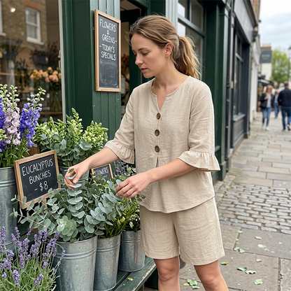 👚 Zweiteiliges Freizeitoutfit aus Baumwolle für Damen – bequem, luftig & perfekt aufeinander abgestimmt – ideal für Alltag, Reisen & Freizeit
