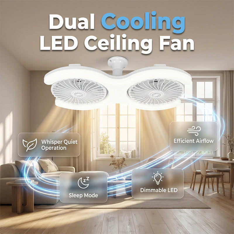 ⏰️Letzter Tag für kostenlosen Versand⌛️Doppelkopf-LED-Deckenventilator mit Licht – 2 unabhängige Köpfe, 3 Geschwindigkeiten & Fernbedienung – Perfekt für große Räume ✨
