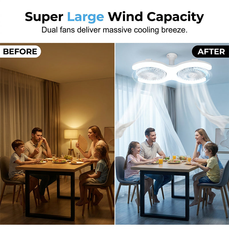 ⏰️Letzter Tag für kostenlosen Versand⌛️Doppelkopf-LED-Deckenventilator mit Licht – 2 unabhängige Köpfe, 3 Geschwindigkeiten & Fernbedienung – Perfekt für große Räume ✨