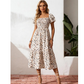 🌈Sommer 2026 Hot Verkauf 50% Rabatt!✨Quadratisches Hals Floral Midi Kleid - Räuchertes Bodice, fließender Schichtroch, Romantisch 🌸