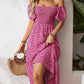 🌈Sommer 2026 Hot Verkauf 50% Rabatt!✨Quadratisches Hals Floral Midi Kleid - Räuchertes Bodice, fließender Schichtroch, Romantisch 🌸