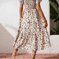 🌈Sommer 2026 Hot Verkauf 50% Rabatt!✨Quadratisches Hals Floral Midi Kleid - Räuchertes Bodice, fließender Schichtroch, Romantisch 🌸