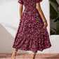 🌈Sommer 2026 Hot Verkauf 50% Rabatt!✨Quadratisches Hals Floral Midi Kleid - Räuchertes Bodice, fließender Schichtroch, Romantisch 🌸