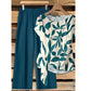 🌿 50 % RABATT SOLANGE DER VORRAT REICHT! 👖 Damen 2-Teiler Sommer-Set – Marmorprint Top mit Seitenknoten + dunkelgrüne Weitbeinhose, luftig für Urlaub & Alltag