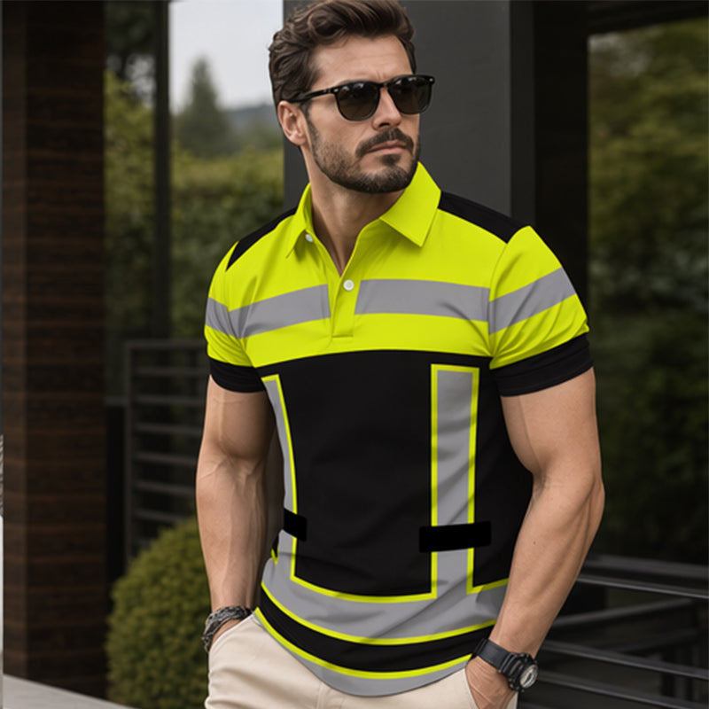 📢📢50% RABATT!! ⏰Herren Kurzarm-Shirt mit hoher Sichtbarkeit und Reflexstreifen