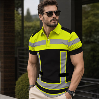 📢📢50% RABATT!! ⏰Herren Kurzarm-Shirt mit hoher Sichtbarkeit und Reflexstreifen