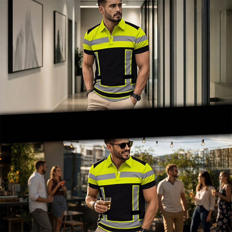 📢📢50% RABATT!! ⏰Herren Kurzarm-Shirt mit hoher Sichtbarkeit und Reflexstreifen