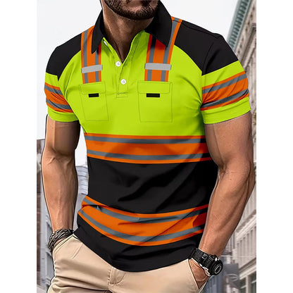 📢📢50% RABATT!! ⏰Herren Kurzarm-Shirt mit hoher Sichtbarkeit und Reflexstreifen