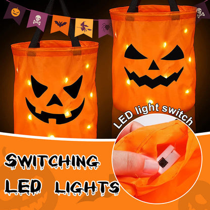 🎃🍬 50% RABATT!👻 Halloween Leuchtende Kürbis-Süßigkeitentasche – Glow-in-the-Dark, weich & geräumig – Perfekt für Trick-or-Treat & Kostümfeste ✨