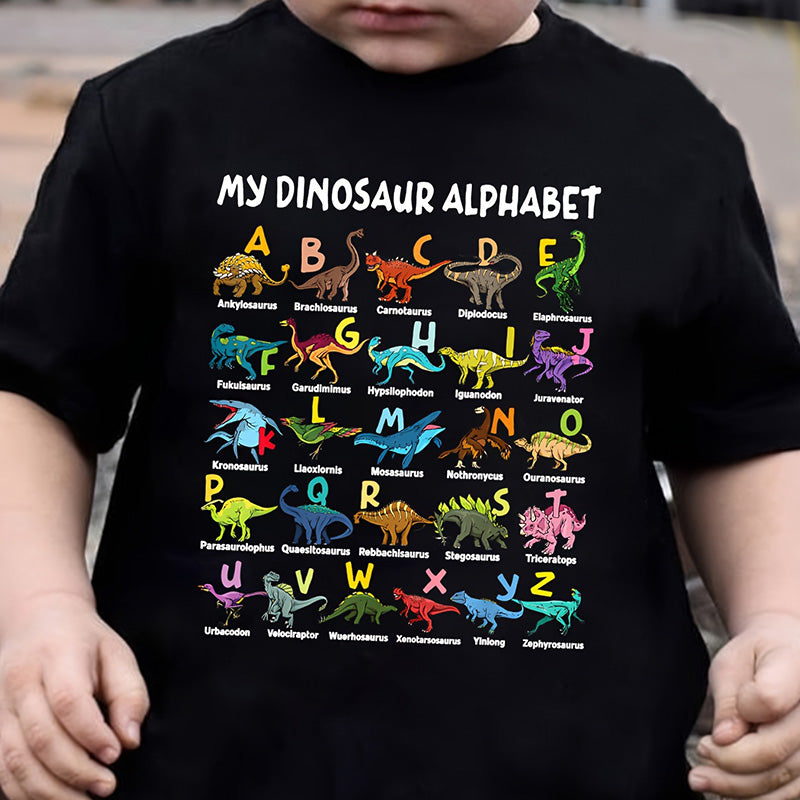 🎁Letzter Tag der Aktion: 49 % Rabatt🔥Kinder-T-Shirt mit Dinosaurier- und Alphabet-Aufdruck