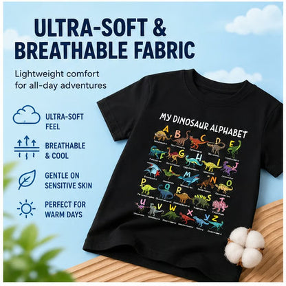 🎁Letzter Tag der Aktion: 49 % Rabatt🔥Kinder-T-Shirt mit Dinosaurier- und Alphabet-Aufdruck