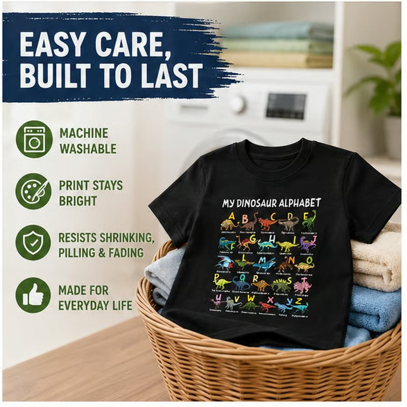 🎁Letzter Tag der Aktion: 49 % Rabatt🔥Kinder-T-Shirt mit Dinosaurier- und Alphabet-Aufdruck