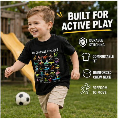 🎁Letzter Tag der Aktion: 49 % Rabatt🔥Kinder-T-Shirt mit Dinosaurier- und Alphabet-Aufdruck